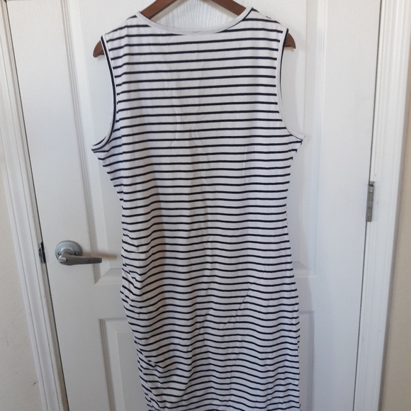 NWOT Navy & White Stripe Dress Sz L - Picture 2 of 16